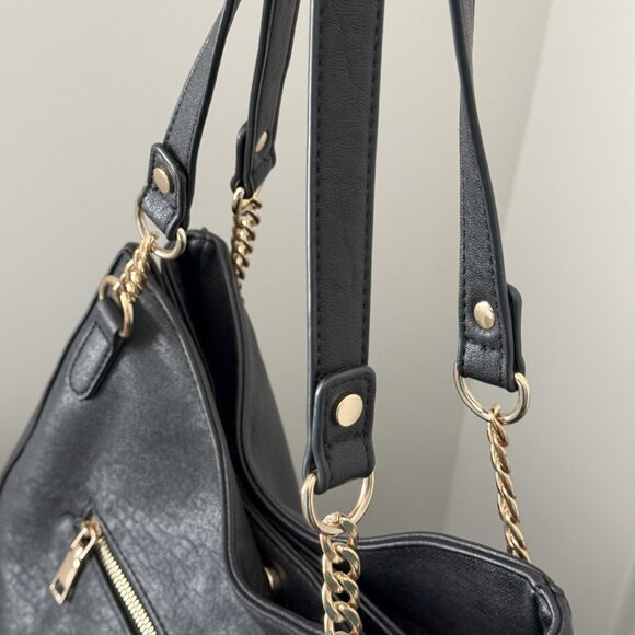 Miztique Black Purse With Gold Tone Chain Accents - Picture 5 of 14